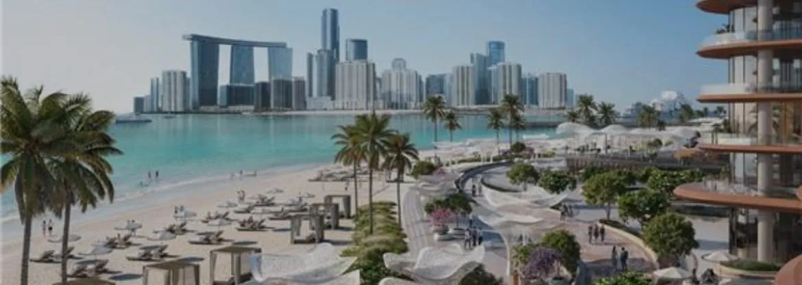 The waterfront promenade against the Abu Dhabi skyline