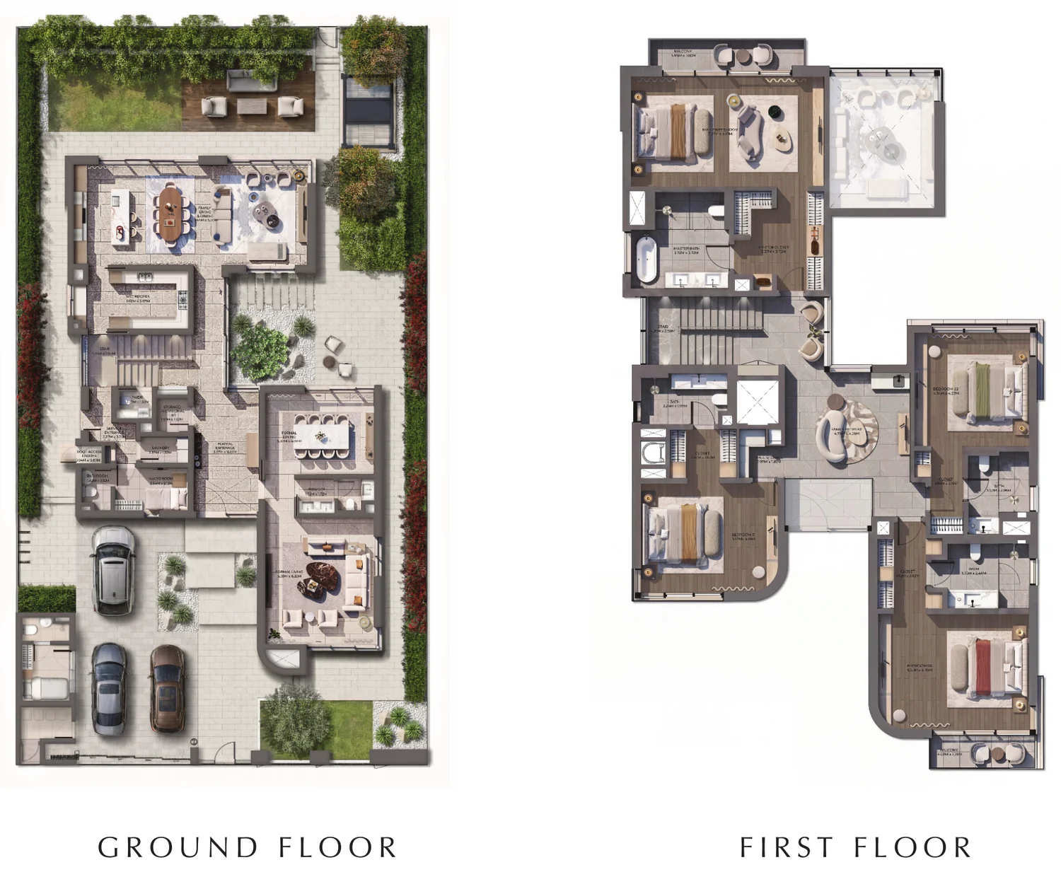 Talay 4 bedroom villa — ground floor and first floor plans